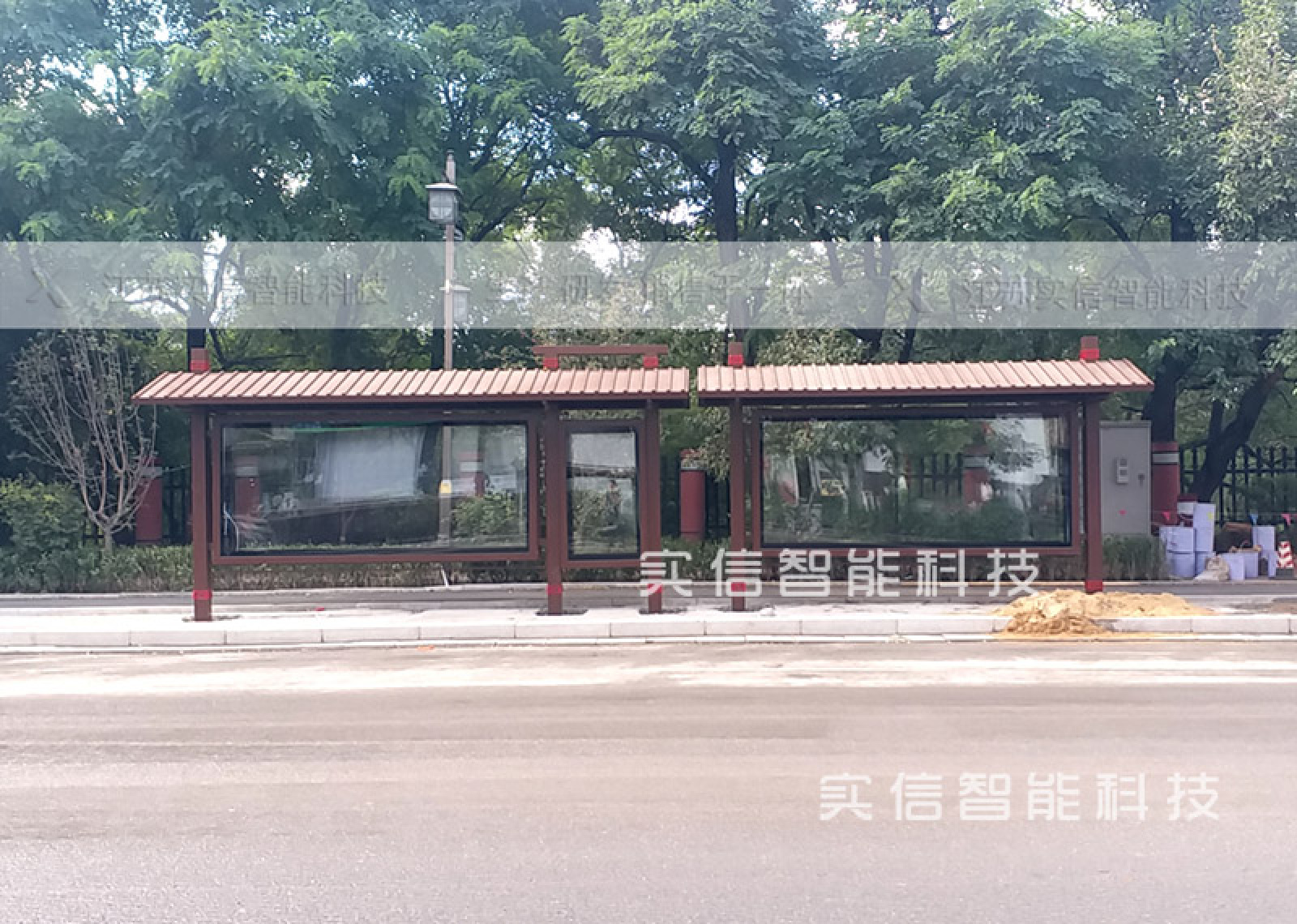 仿古候车亭安装实景